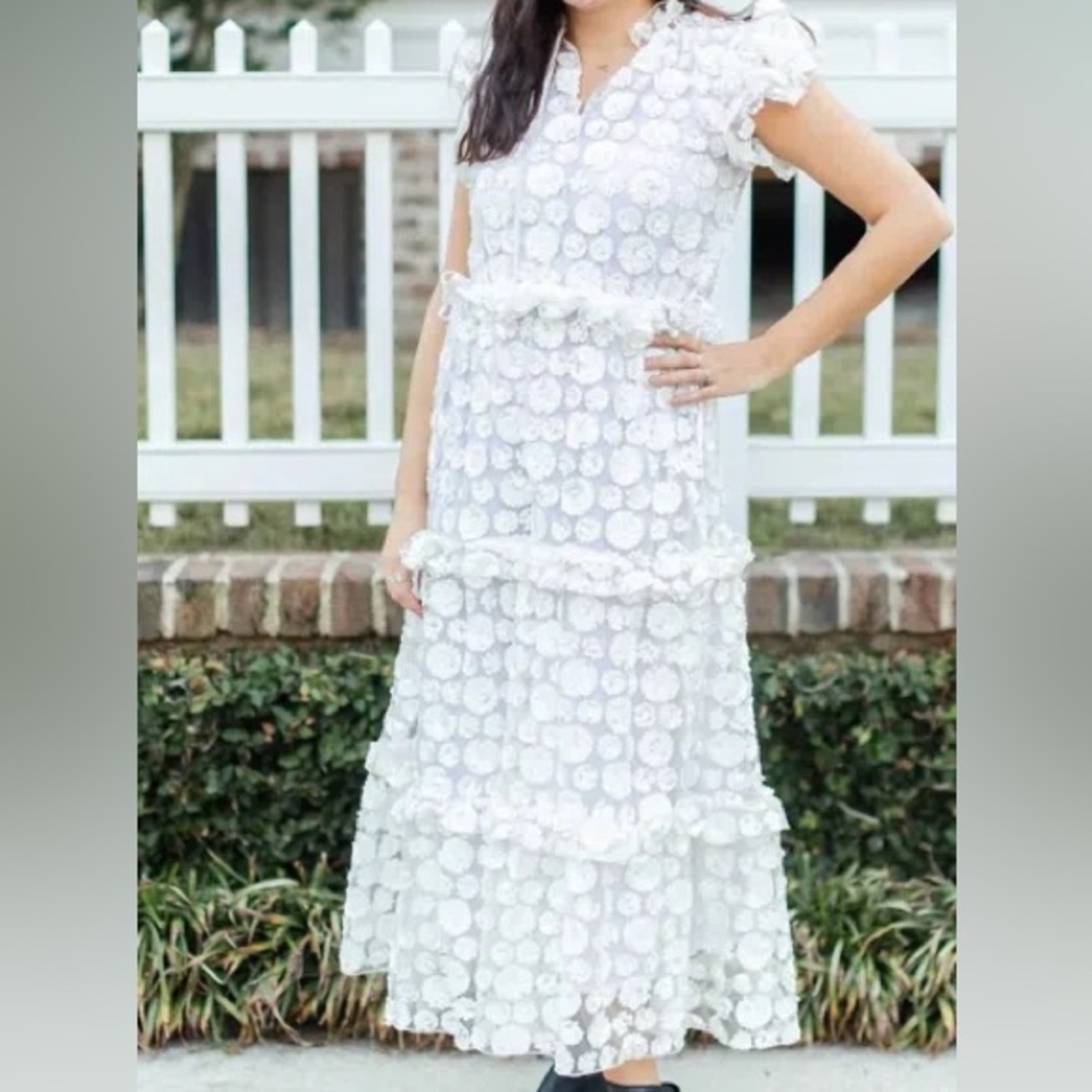 White sequins embellished Victoria Dunn Dress